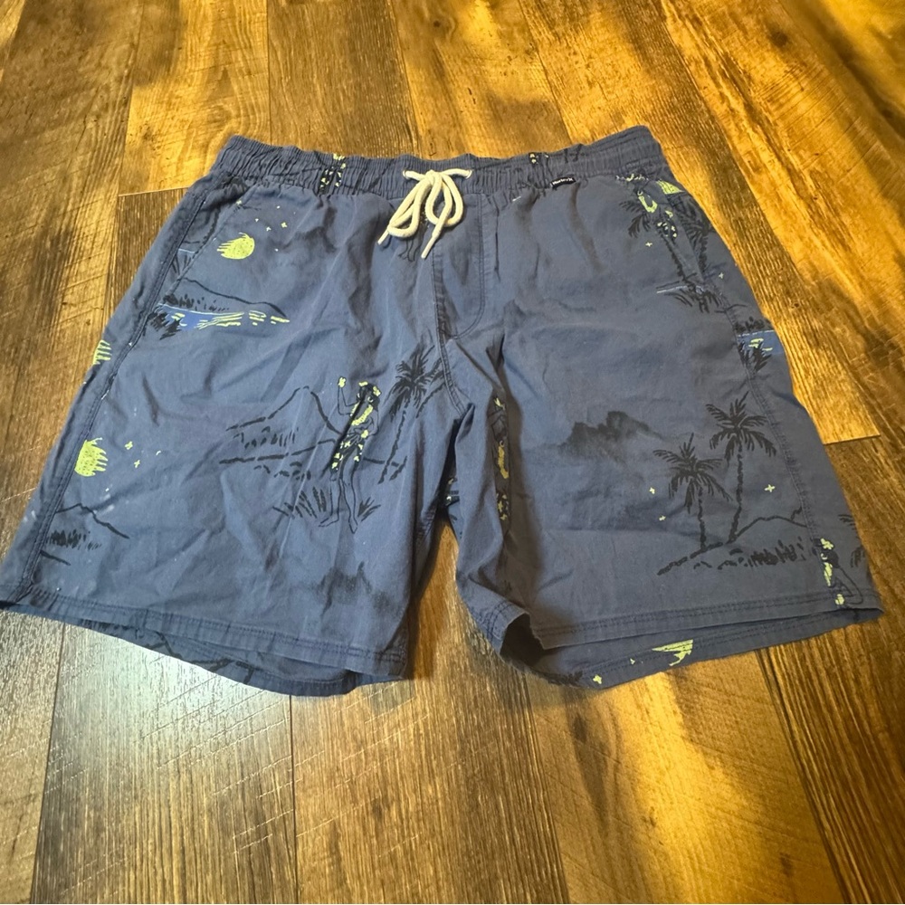 Hurley Men's Small Hula Ditsy Volley Shorts  Blue Hawaiian Swim